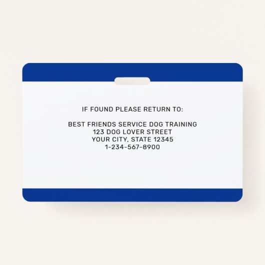 Service-Hund in Training-ID Blaues Personalisierte Ausweis (Rückseite)