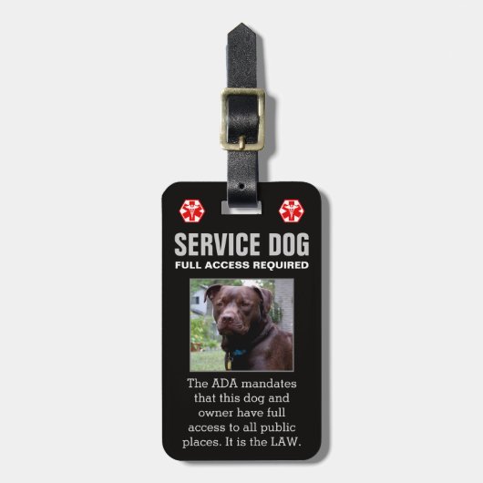 Service-Hund - Schwarzes - erforderliches Gepäckanhänger (Vorderseite vertikal)