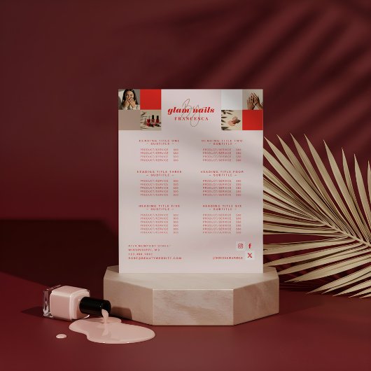 Service List für moderne Logos Nail Beauty Salon Sockelschild