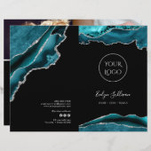 Service-Menü-Broschüre für aquamarine und silberne (Vorne/Hinten)