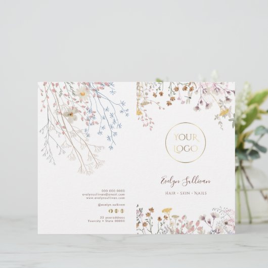 Service-Menü-Broschüre Wildblumen (Stehend Vorderseite)