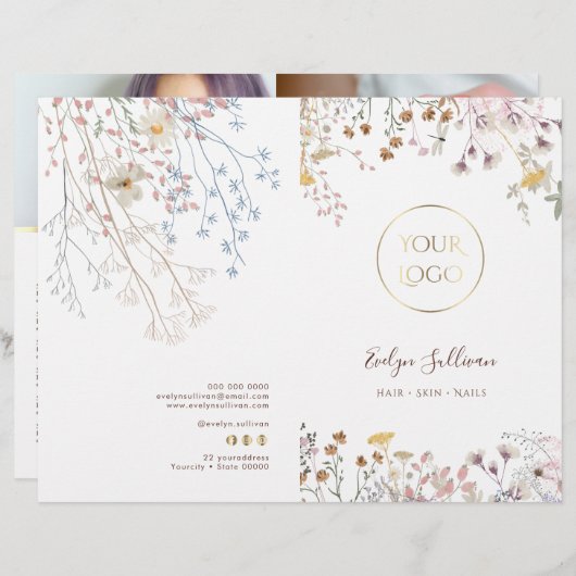 Service-Menü-Broschüre Wildblumen (Vorne/Hinten)