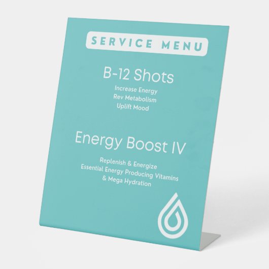 Service-Menü für 10 x 12 Tabletop-Zeichen Sockelschild (Vorderseite)