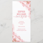 Service-Menü für den rosa und goldfarbenen Salon Menükarte (Rückseite)