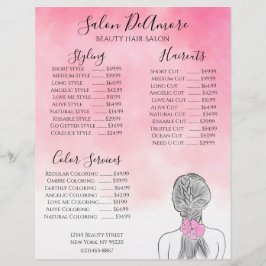 Service Menu Girl mit Braid Pink Wasserfarbe Briefbogen