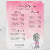 Service Menu Girl mit Braid Pink Wasserfarbe Briefbogen (Vorne/Hinten)