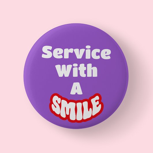 Service mit einem Lächelroten und weißen Abzeichen Button