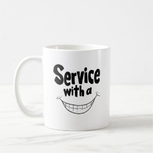 Service mit einer Lächeln-Tasse Kaffeetasse