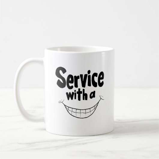 Service mit einer Lächeln-Tasse Kaffeetasse (Links)