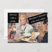 Service mit Lächeln - Vintage Bedienung Postkarte (Vorne/Hinten)