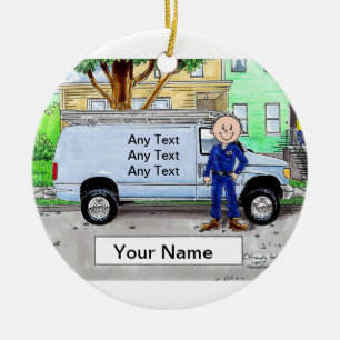 Service Van, Blue - Male Keramik Ornament