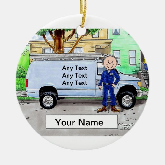 Service Van, Blue - Male Keramik Ornament (Vorne)