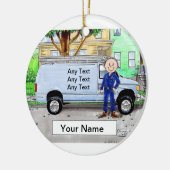 Service Van, Blue - Male Keramik Ornament (Links)