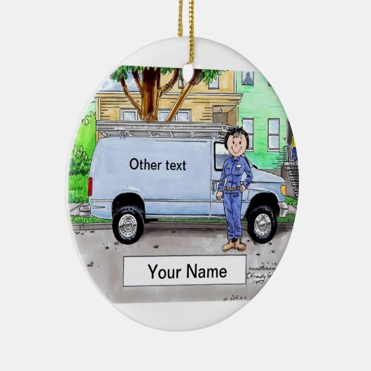 Service Van, Blue - Weibliche Keramik Ornament (Rechts)