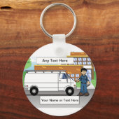 Service Van White Cartoon von PrintedPerfection.co Schlüsselanhänger (Vorderseite)
