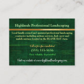 SERVICE VON Highlands 1 Celtic LANDSCAPING TREM Visitenkarte (Rückseite)