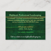SERVICE VON Highlands 2 Celtic LANDSCAPING TREM Visitenkarte (Rückseite)