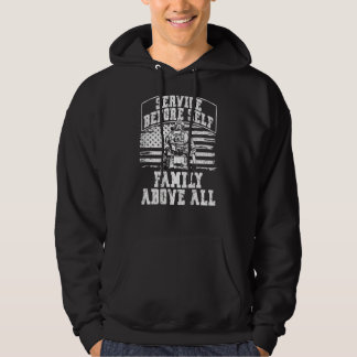Service Vor Selbst Familie Über Alles Rückendruck  Hoodie