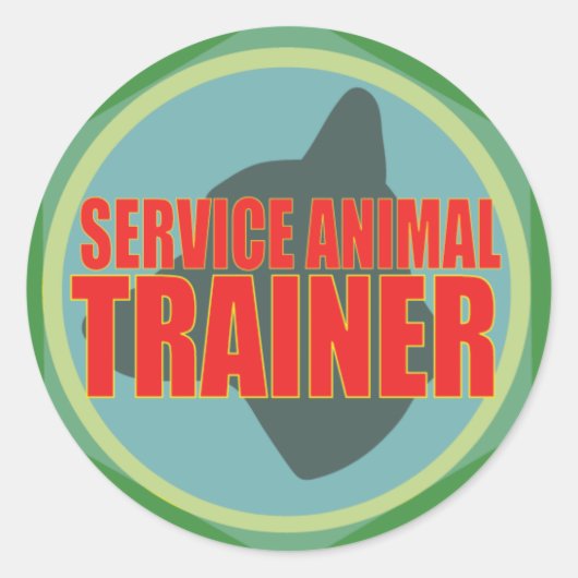 SERVICETIERE HUNDERTRAINER RUNDER AUFKLEBER (Vorderseite)