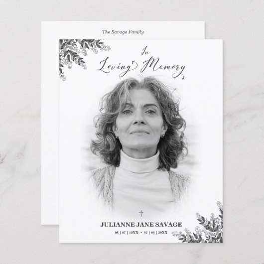 Servicio de Recordatorio de fotografías funerarias (Vorne/Hinten)