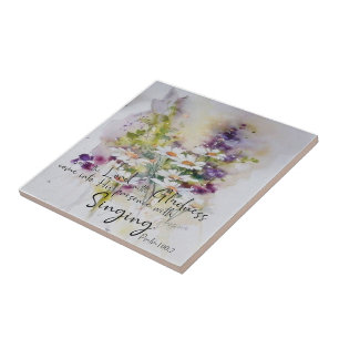 Serviere den Herrn mit Gruß und Blüte Fliese