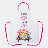 Serviere mit Liebe Vögel weiß pink Schürze (Vorderseite)