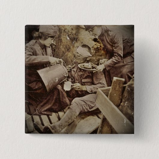 Servieren des verwundeten Soldaten-Kaffees Button (Vorderseite)