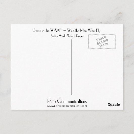 Servieren in der WAAF ~ Mit den Männern, die flieg Postkarte (Rückseite)