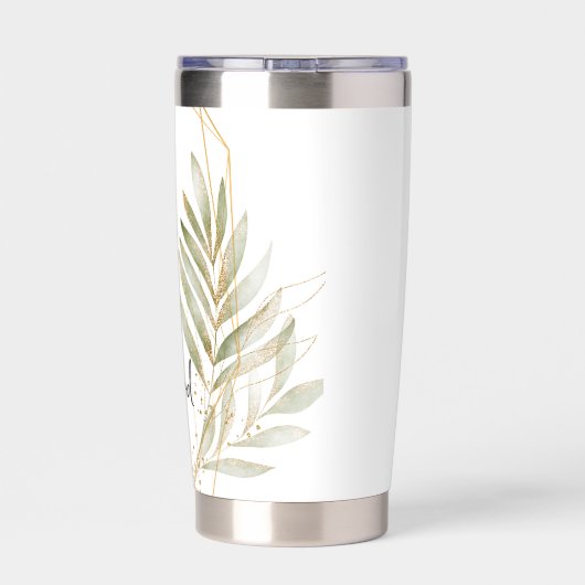 Servieren Sie die Lord Green Blätter und Goldrahme Thermobecher (Rückseite)