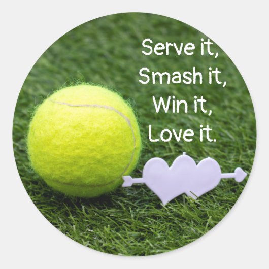 Servieren Sie es Smash it Win it Liebe it Tennis Runder Aufkleber (Vorderseite)