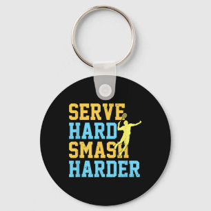 Servieren Sie Hard Smash Harder Badminton Player S Schlüsselanhänger