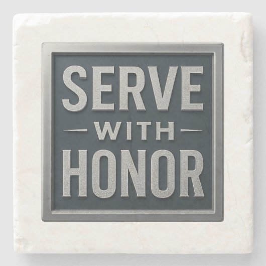 Servieren Sie mit Ehrenzeichen™ LDS Stone Unterset Steinuntersetzer (Vorderseite)