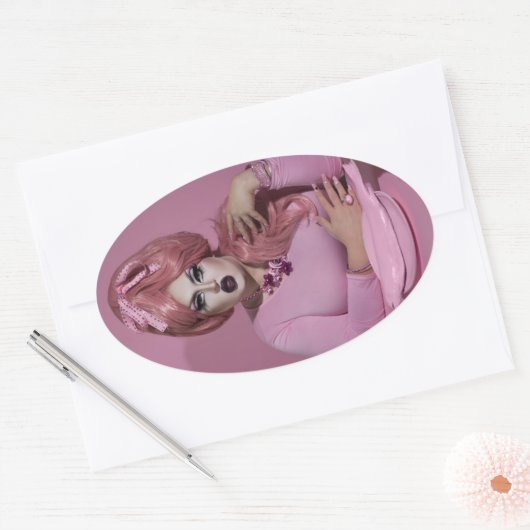 Servieren von Fischklebern - 4 Ovaler Aufkleber (Umschlag)