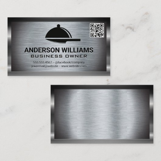 Servieren von Platter Knife | QR Code Metallgrenze Visitenkarte (Vorne/Hinten)