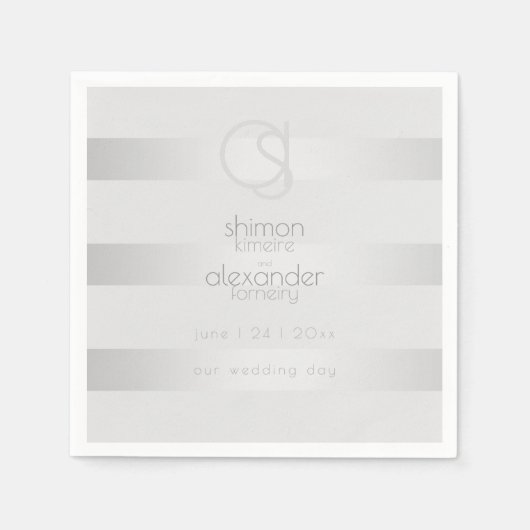 Serviette | Monogramm der leuchtenden Silberstreif (Vorderseite)