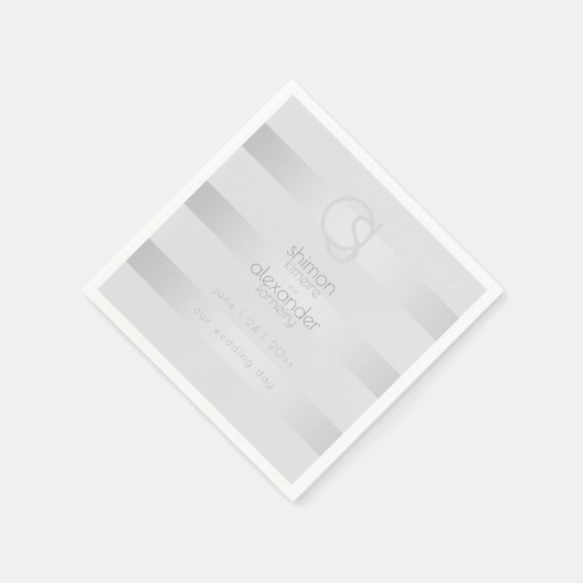 Serviette | Monogramm der leuchtenden Silberstreif (Ecke)