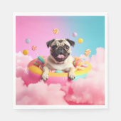 Serviette - Süßer Mops im Zuckerwattehimmel (Vorderseite)