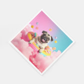 Serviette - Süßer Mops im Zuckerwattehimmel (Ecke)