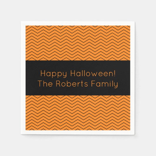 Servietten aus orangefarbenem Zickzack Halloween-P (Vorderseite)