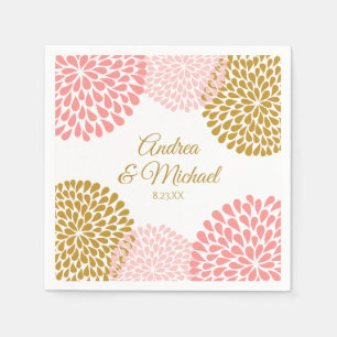 Servietten Chrysantheme (Rosa und Gold)
