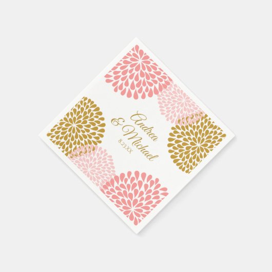 Servietten | Chrysanthemum (Rosa und Gold) (Ecke)