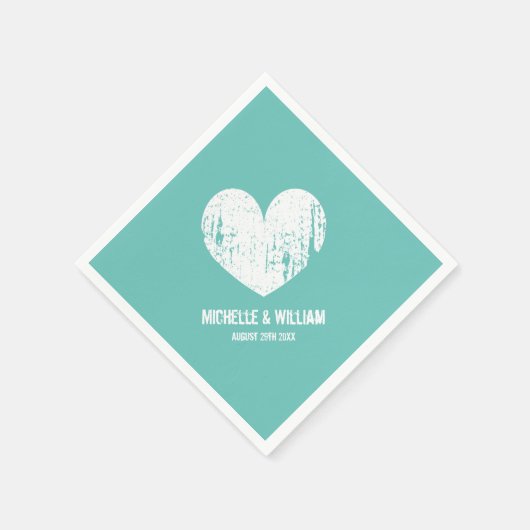 Servietten für Hochzeiten am Strand | Türkis und W (Ecke)