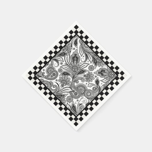 Servietten in Schwarz-Weiß (Ecke)