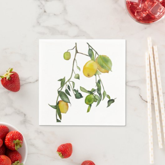 Servietten mit Aquarell der Zitronen (Beispiel)