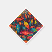 Servietten mit  farbenfrohem Blättermotiv (Ecke)