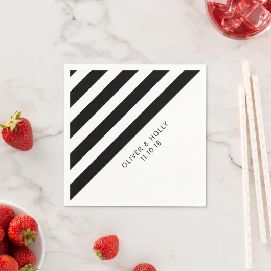 Servietten, schwarz und weiß gestreift serviette (Beispiel)