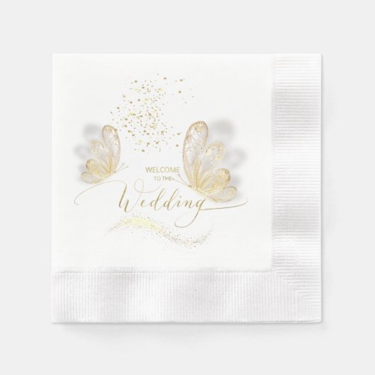 Servilleta de papel con mariposas doradas serviette (Vorderseite)