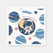 Servilleta De Papel Cumpleaños Astronauta PinkBlue Serviette (Vorderseite)