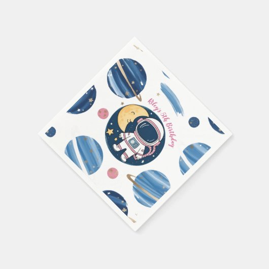 Servilleta De Papel Cumpleaños Astronauta PinkBlue Serviette (Ecke)