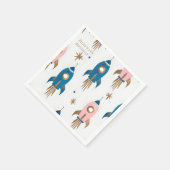 Servilleta De Papel Cumpleaños Cohetes Pink Blue Serviette (Ecke)
